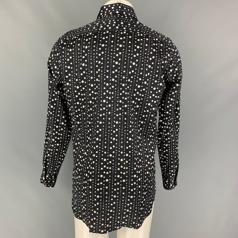 ETRO Size S Black White Dots Cotton Button Up Long Sleeve Shirt