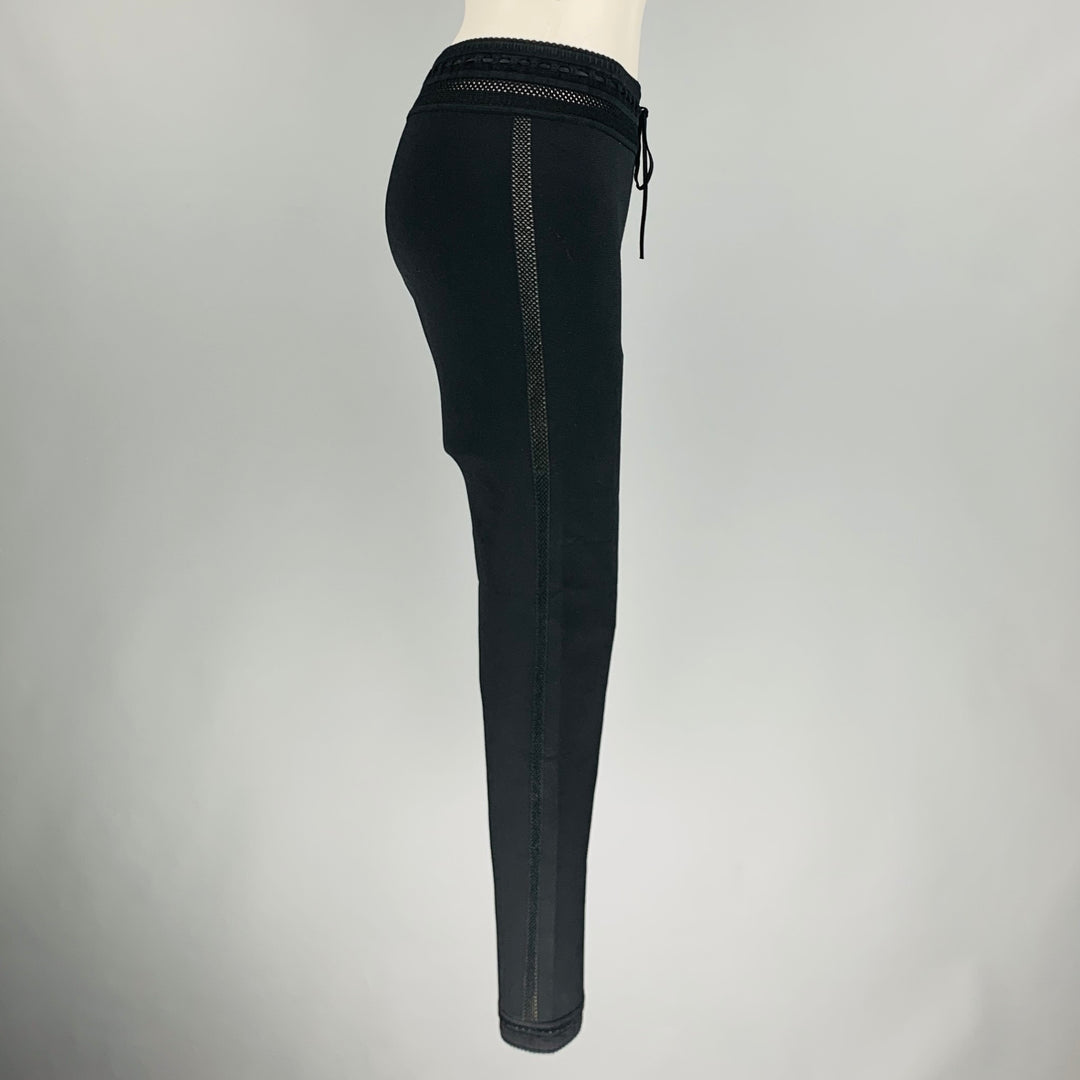 ALAIA Size 6 Black Viscose Blend Drawstring Leggings