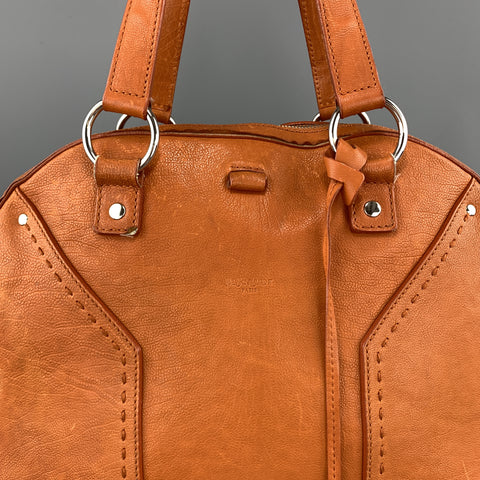 YSL Solid Burnt Orange Leather MUSE Tote Handbag