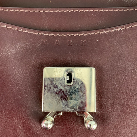 MARNI Burgundy Leather Cross Body Handbag