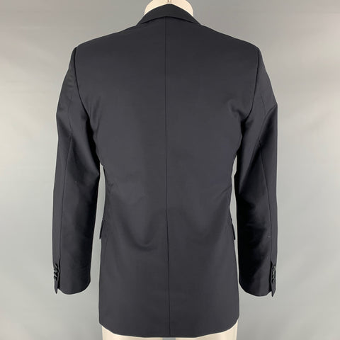 PRADA Size 38 Regular Navy Solid Wool Mohair Notch Lapel Sport Coat