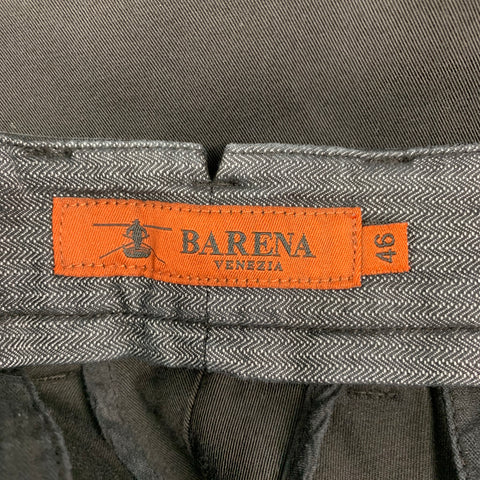 BARENA Size 30 Black Cotton Flat Front Casual Pants