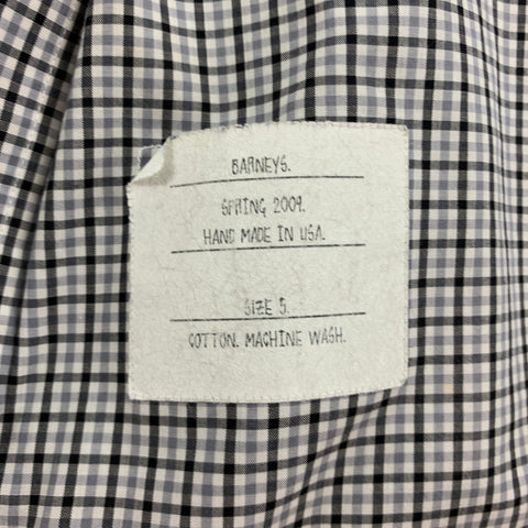 THOM BROWNE Spring 2009 Size L White Black Plaid Cotton Long Sleeve Shirt