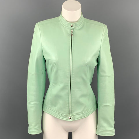 Veste de moto zippée en cuir menthe ESCADA taille 4