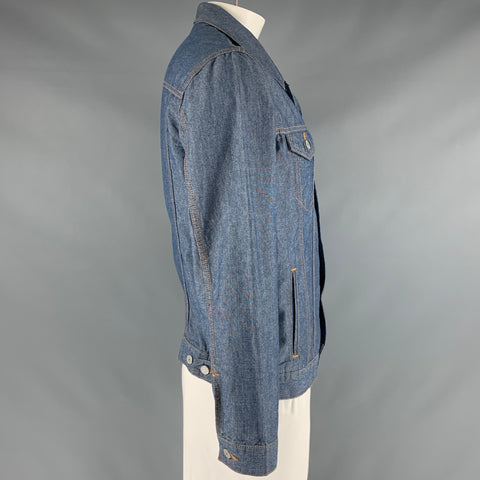 LEVI STRAUSS Size L Blue Contrast Stitch Cotton Trucker Jacket