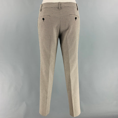 ETRO Size 4 Beige Black Cotton Blend Squares Dress Pants