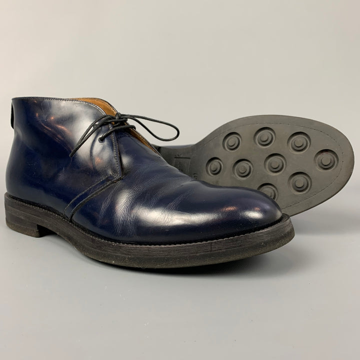 SUTOR MANTELLASSI Taille 7.5 Chaussures à lacets en cuir verni bleu marine