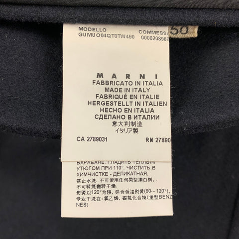 MARNI Size 40 Navy Black Wool Blend Notch Lapel Sport Coat