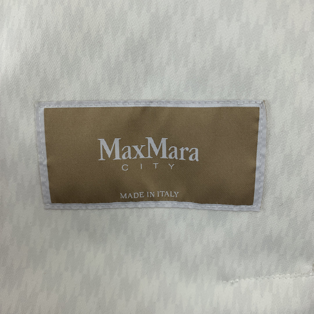 MAX MARA Size 2 White Cotton Hidden Snap Pointed Lapel Coat