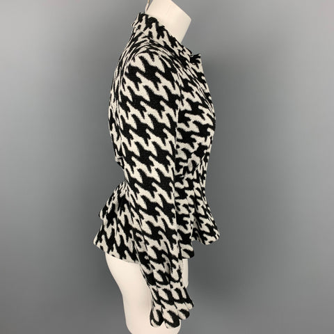 ARMANI COLLEZIONI Talla S Chaqueta peplum texturizada en blanco y negro