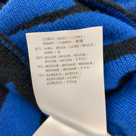 MCQ by ALEXANDER MCQUEEN Size XS Black Royal Blue Knitted Wool Blend Pullover