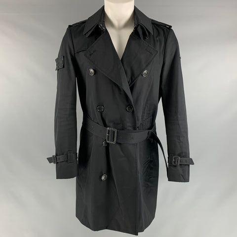 TRENCH LONDON Size M Black Solid Cotton Trench Coat