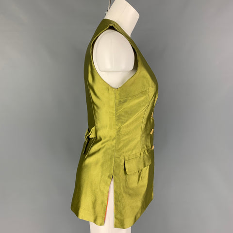 Vintage TODD OLDHAM Spring 1993 Size S Chartreuse Silk Vest
