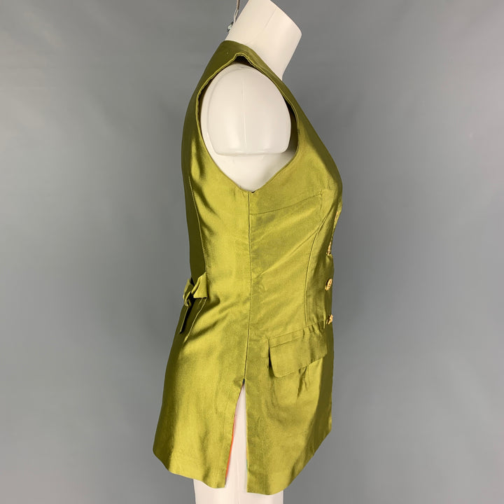 Vintage TODD OLDHAM Spring 1993 Size S Chartreuse Silk Vest