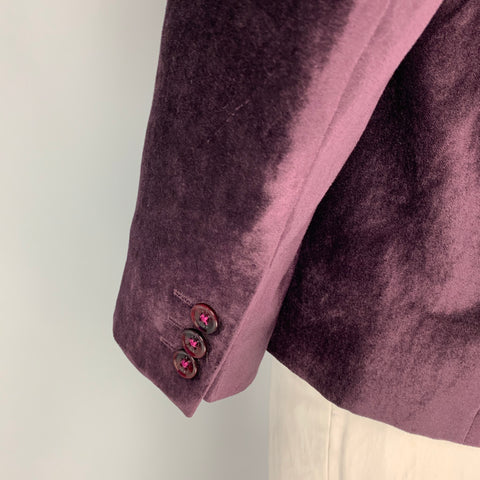 TED BAKER Size 42 Purple Velvet Cotton Polyamide Notch Lapel Sport Coat