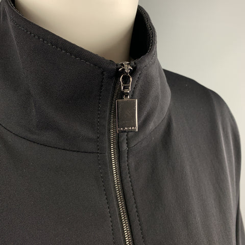 ST. JOHN Size S Black Wool Blend Mesh Panel Drawstring Coat
