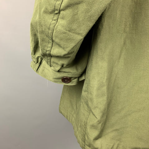 VISVIM Talla M Abrigo de cola de pez de gran tamaño de lana / lino verde Six-Five