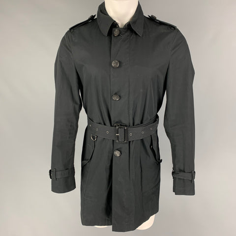 BURBERRY BRIT Size S Black Cotton Belted Trenchcoat