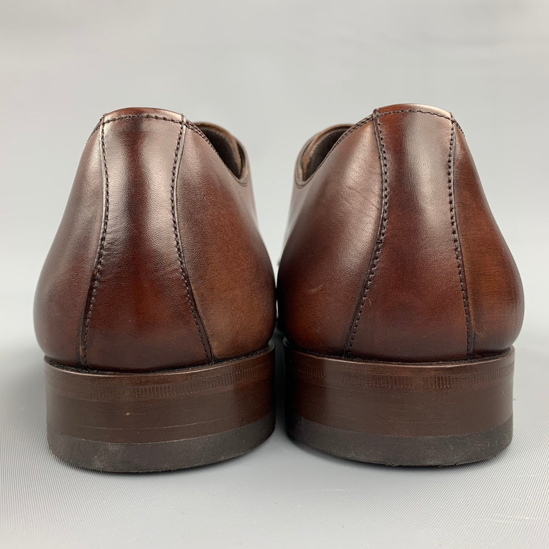 BERGDORF GOODMAN Size 11.5 Brown Antique Leather Double Monk Strap Loafers