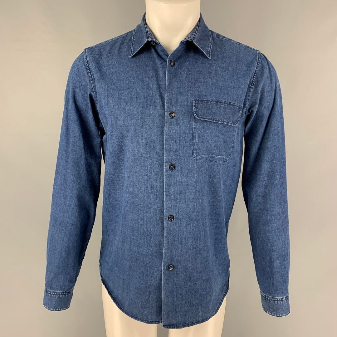 A.P.C. Size M Blue Cotton Polyester Denim Long Sleeve Shirt