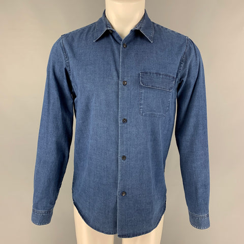 A.P.C. Size M Blue Cotton Polyester Denim Long Sleeve Shirt
