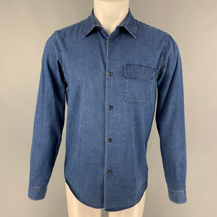 A.P.C. Size M Blue Cotton Polyester Denim Long Sleeve Shirt