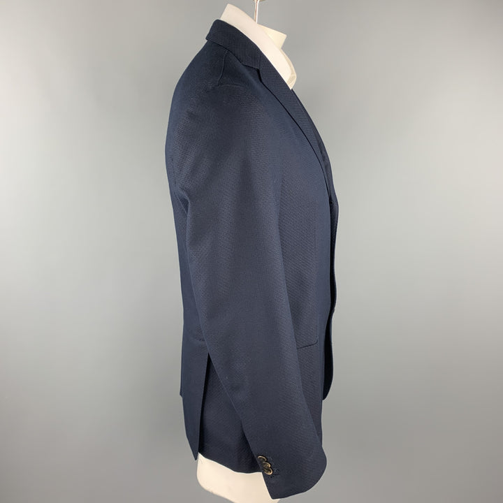 SAKS FIFTH AVENUE Pecho 44 Abrigo deportivo de lana / algodón texturizado azul marino
