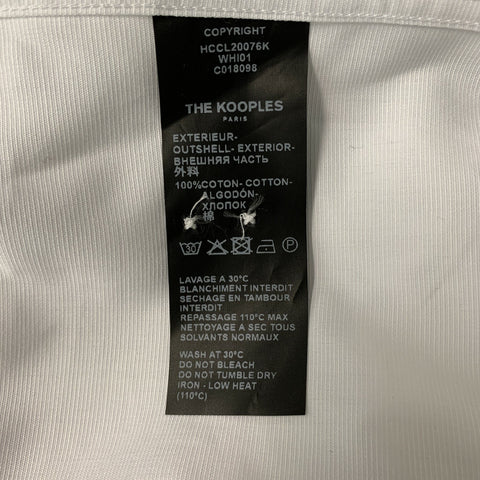 THE KOOPLES Size L White Solid Cotton Nehru Collar Long Sleeve Shirt