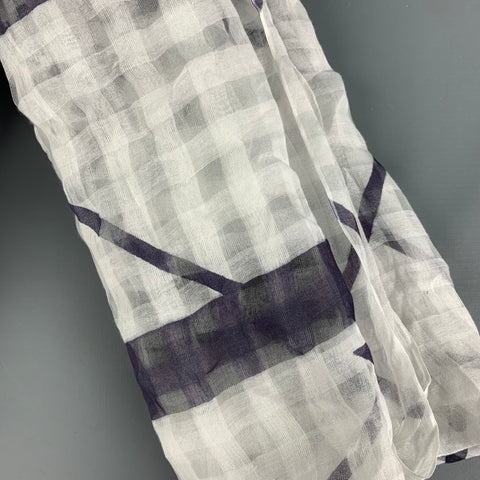 MAPOESIE White Purple Cotton Silk Plaid Scarf
