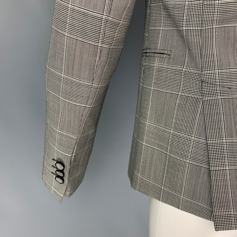 EMPORIO ARMANI Taille 38 Manteau de sport en laine Mohair Glenplaid noir blanc