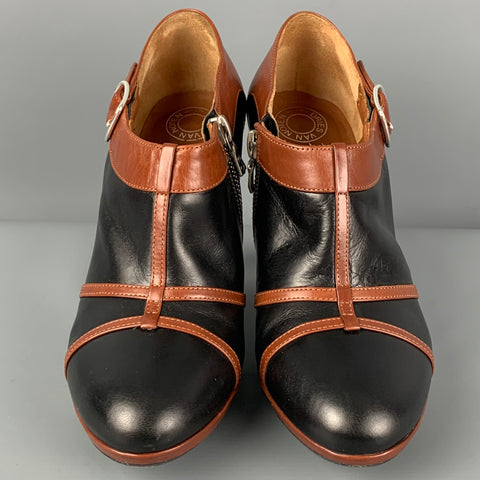 DRIES VAN NOTEN Size 6 Tan Black Leather Zipper Boots