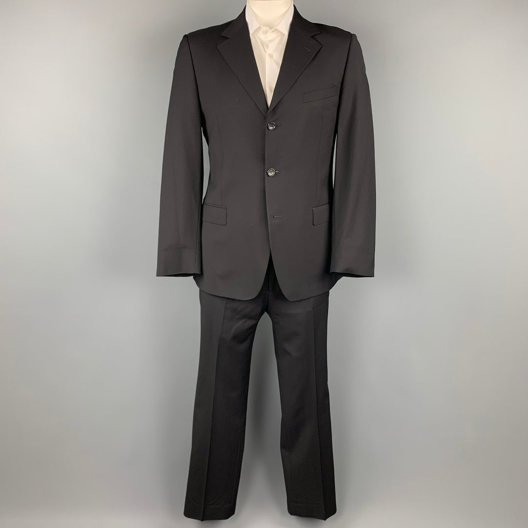 GUCCI Size 42 Regular Black Wool Notch Lapel Suit