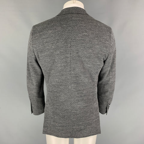 ETRO Size 40 Grey Light Grey Window Pane Wool Cotton Sport Coat