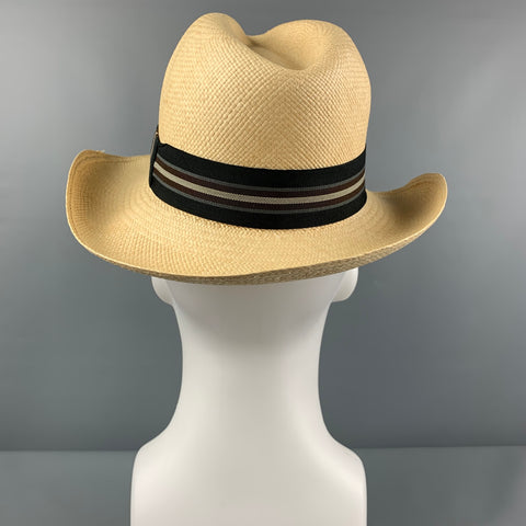 VINTAGE Natural Woven Straps Panama Fedora Hat