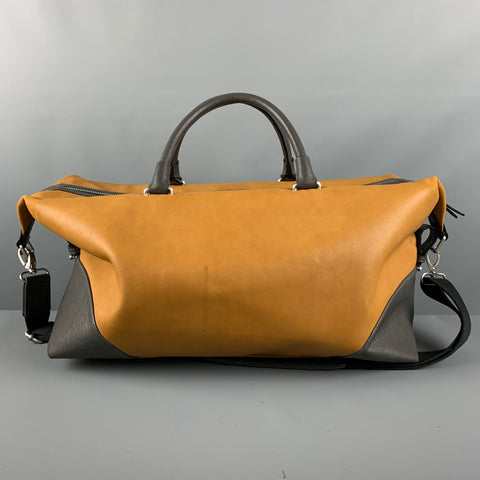 TED BAKER Beige Taupe Color Block Leather Overnight Bags