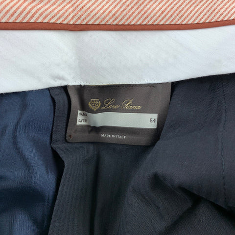 LORO PIANA Size 38 Navy Wool Zip Fly Pleated Dress Pants