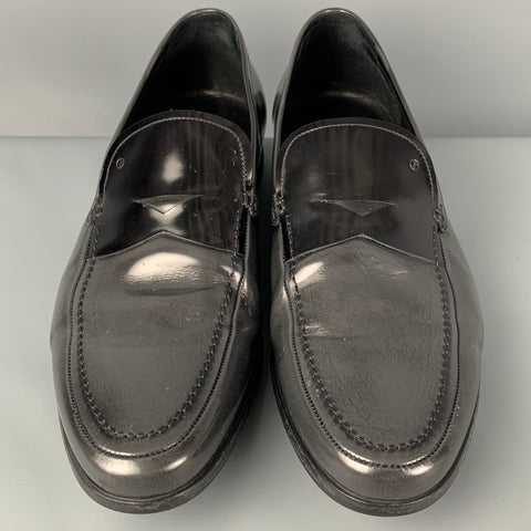 GIORGIO ARMANI Size 11 Charcoal Black Ombre Leather Slip On Loafers