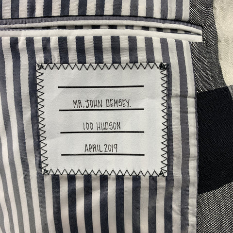 THOM BROWNE Size 50 Regular Black & Beige Checkered Wool Blend Sport Coat
