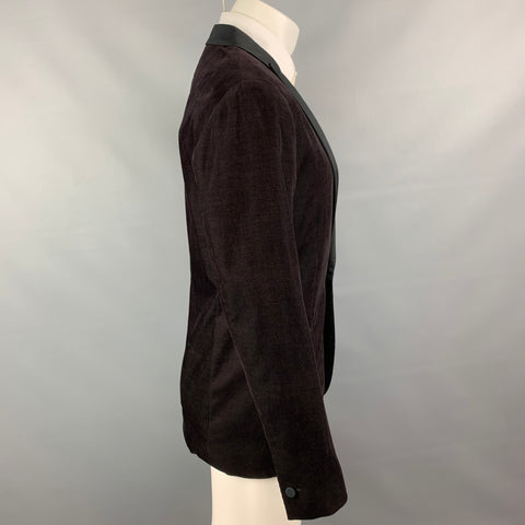 JOHN VARVATOS * U.S.A. Size 40 Brown & Black Corduroy Peak Lapel Luxe Sport Coat