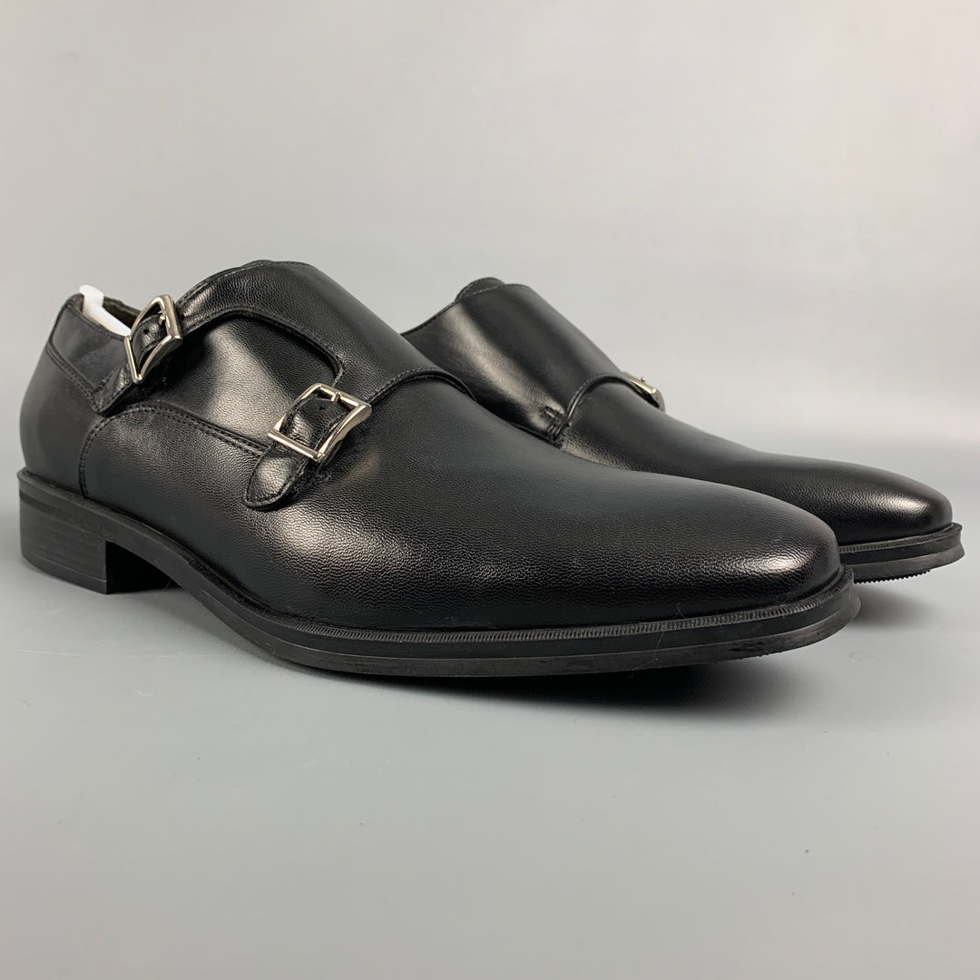 BRUNO MAGLI Size 8 Black Leather Double Monk Strap Loafers