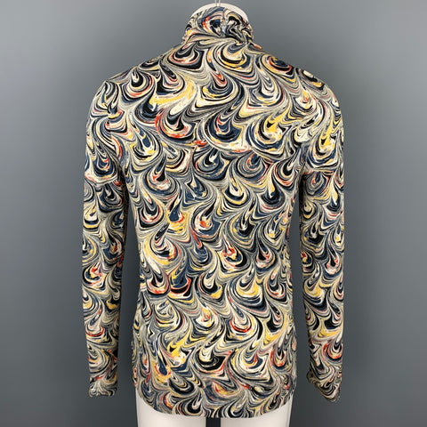DRIES VAN NOTEN Size M Multi-Color Abstract Viscose Turtleneck Pullover