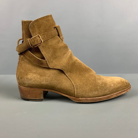 SAINT LAURENT Size 7 Tan Solid Leather Ankle Boots