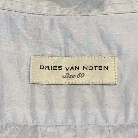 DRIES VAN NOTEN Size M Light Blue Cotton Button Up Patch Pocket Cuffed Short Sleeve Shirt
