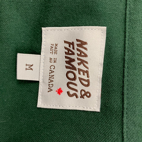 NAKED AND FAMOUS Size M Forest Green Cotton Long Sleeve Shirt