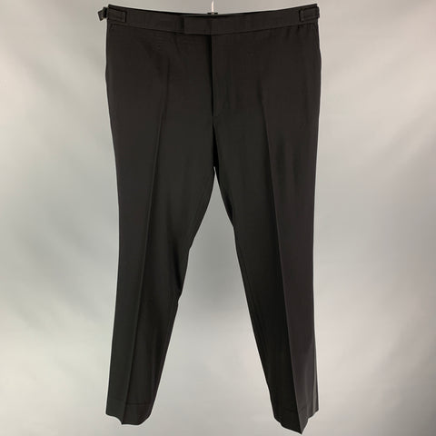RALPH LAUREN Black Label Size 38 Black Wool Tuxedo Dress Pants