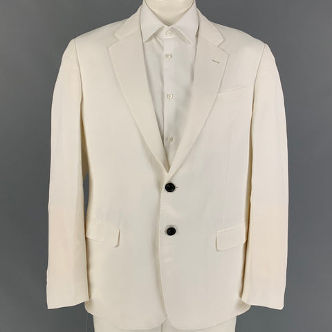 ARMANI COLLEZIONI Size 46 White Viscose Linen Sport Coat