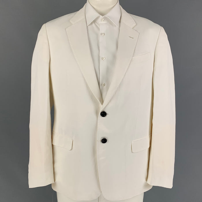 ARMANI COLLEZIONI Size 46 White Viscose Linen Sport Coat