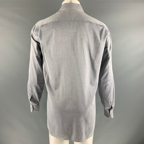 KITON Size M Grey Cotton Long Sleeve Shirt