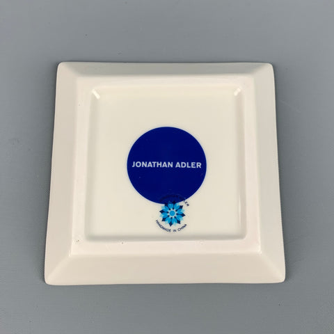 JONATHAN ADLER Blue Gold Red Porcelain Full Dose Square Tray