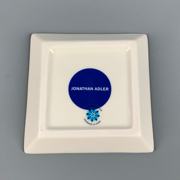JONATHAN ADLER Blue Gold Red Porcelain Full Dose Square Tray